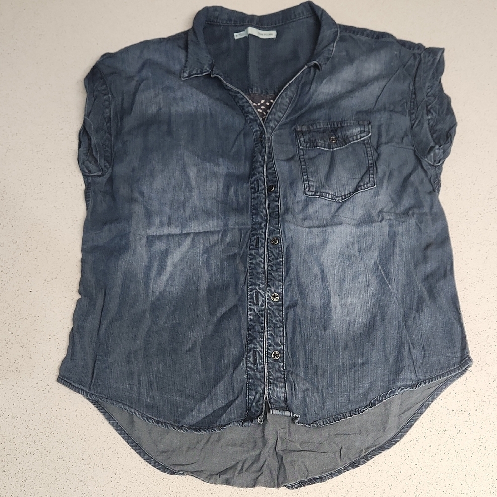 Denim Short Sleeve Button-Up Shirt